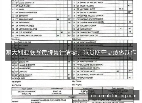 澳大利亚联赛黄牌累计清零，球员防守更敢做动作